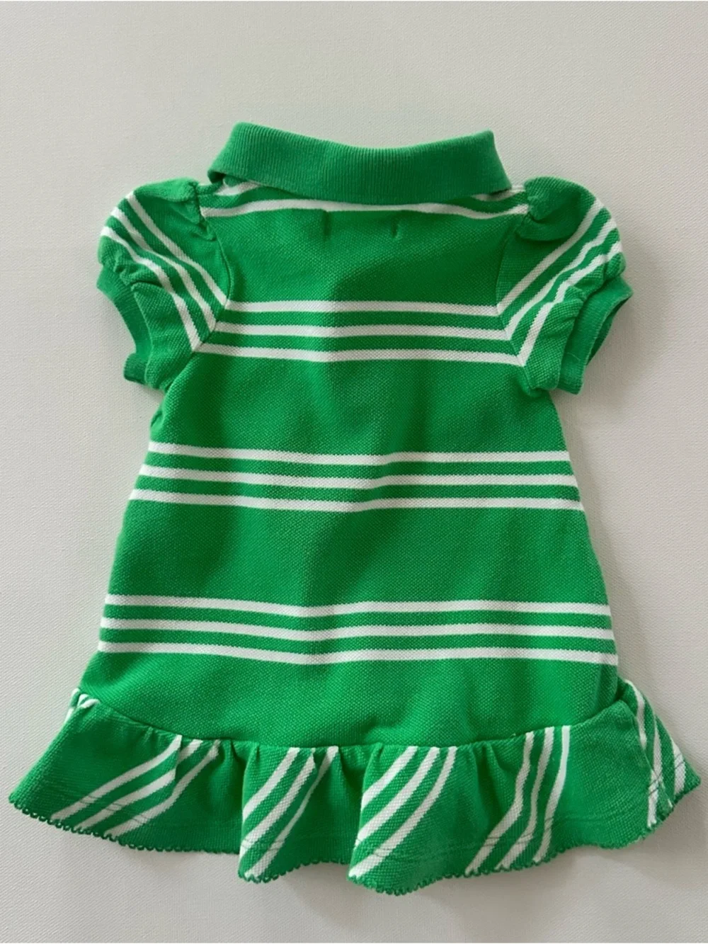 Ralph Lauren 6 Months Baby Girl Green White Striped Polo Dress